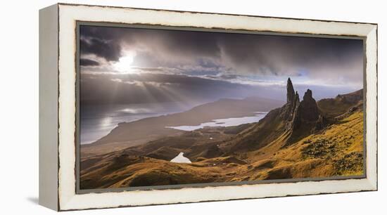 Dramatic Light on the Old Man of Storr, Isle of Skye, Scotland. Autumn (November)-Adam Burton-Framed Premier Image Canvas
