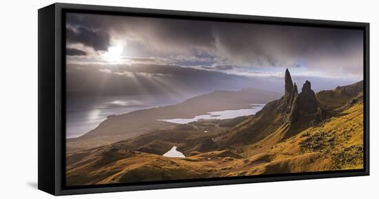 Dramatic Light on the Old Man of Storr, Isle of Skye, Scotland. Autumn (November)-Adam Burton-Framed Premier Image Canvas