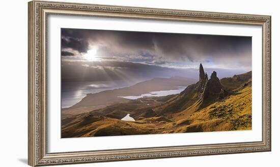 Dramatic Light on the Old Man of Storr, Isle of Skye, Scotland. Autumn (November)-Adam Burton-Framed Photographic Print