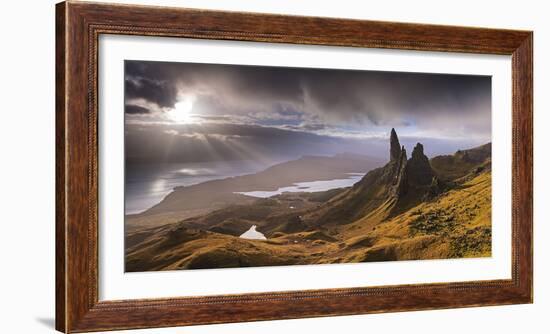 Dramatic Light on the Old Man of Storr, Isle of Skye, Scotland. Autumn (November)-Adam Burton-Framed Photographic Print