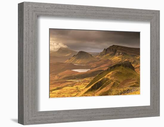 Dramatic light over the Trotternish mountain ridge from the Quiraing, Isle of Skye, Scotland.-Adam Burton-Framed Photographic Print