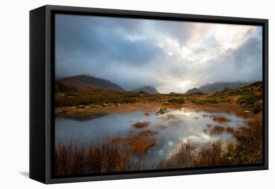 Dramatic Light Reflected in a Small Lochan at Sligachan, Isle of Skye Scotland UK-Tracey Whitefoot-Framed Premier Image Canvas