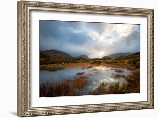 Dramatic Light Reflected in a Small Lochan at Sligachan, Isle of Skye Scotland UK-Tracey Whitefoot-Framed Photographic Print