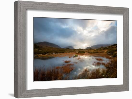 Dramatic Light Reflected in a Small Lochan at Sligachan, Isle of Skye Scotland UK-Tracey Whitefoot-Framed Photographic Print