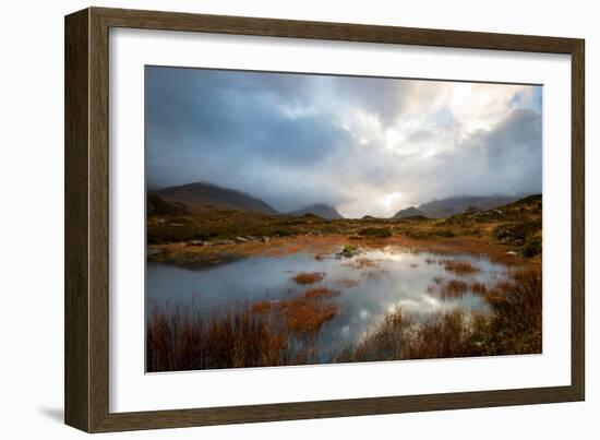 Dramatic Light Reflected in a Small Lochan at Sligachan, Isle of Skye Scotland UK-Tracey Whitefoot-Framed Photographic Print