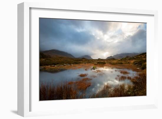 Dramatic Light Reflected in a Small Lochan at Sligachan, Isle of Skye Scotland UK-Tracey Whitefoot-Framed Photographic Print