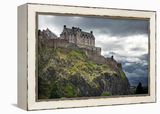 Dramatic Lighting as Storm Clouds Gather around Edinburgh Castle in Scotland-Flynt-Framed Premier Image Canvas