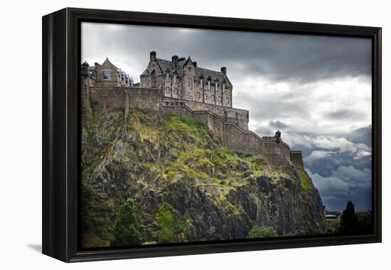 Dramatic Lighting as Storm Clouds Gather around Edinburgh Castle in Scotland-Flynt-Framed Premier Image Canvas