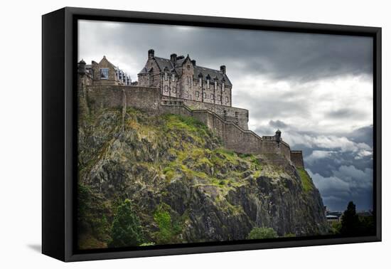 Dramatic Lighting as Storm Clouds Gather around Edinburgh Castle in Scotland-Flynt-Framed Premier Image Canvas