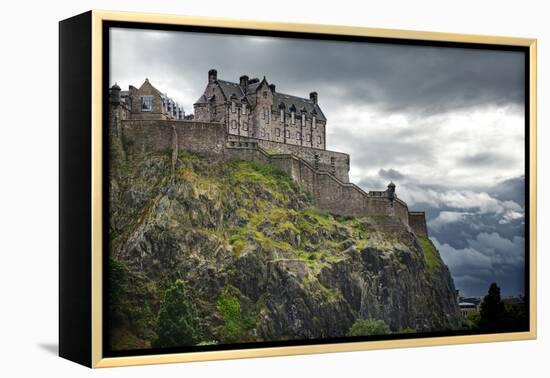 Dramatic Lighting as Storm Clouds Gather around Edinburgh Castle in Scotland-Flynt-Framed Premier Image Canvas