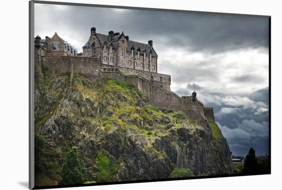 Dramatic Lighting as Storm Clouds Gather around Edinburgh Castle in Scotland-Flynt-Mounted Photographic Print