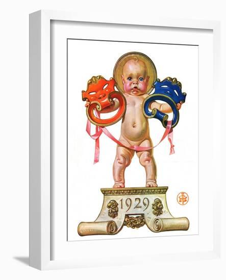 "Dramatic New Year,"December 29, 1928-Joseph Christian Leyendecker-Framed Giclee Print