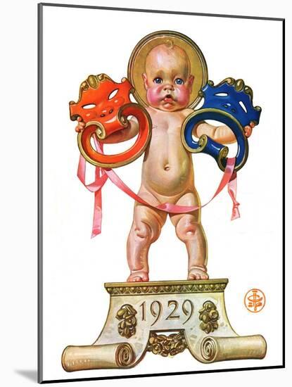 "Dramatic New Year,"December 29, 1928-Joseph Christian Leyendecker-Mounted Giclee Print