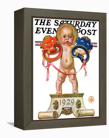 "Dramatic New Year," Saturday Evening Post Cover, December 29, 1928-Joseph Christian Leyendecker-Framed Premier Image Canvas