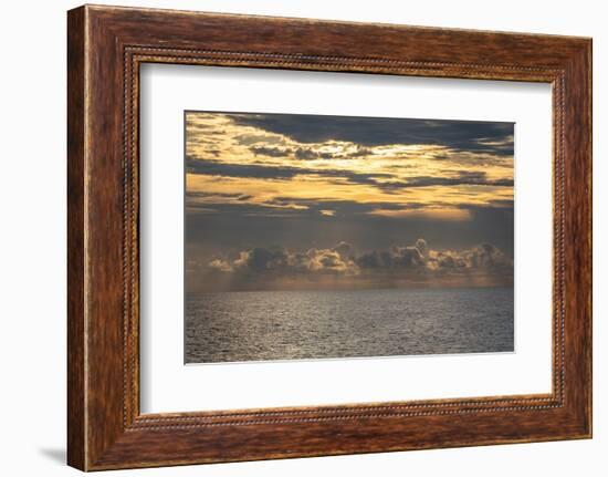 Dramatic skies, rain, sunbeams, sunset colors kiss the horizon of the Gulf of Mexico, Florida.-Sheila Haddad-Framed Photographic Print