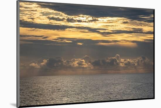 Dramatic skies, rain, sunbeams, sunset colors kiss the horizon of the Gulf of Mexico, Florida.-Sheila Haddad-Mounted Photographic Print