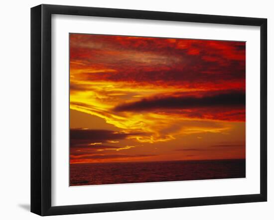 Dramatic Sky and Red Clouds at Sunset, Antarctica,, Polar Regions-David Tipling-Framed Photographic Print