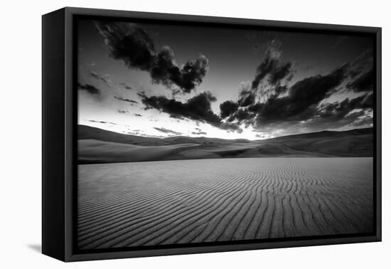 Dramatic Sky over Desert Dunes Black and White Landscapes Photography-Kris Wiktor-Framed Premier Image Canvas