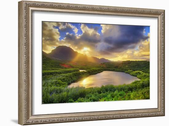 Dramatic Sunset at Kauai Fish Ponds, Hawaii-Vincent James-Framed Photographic Print