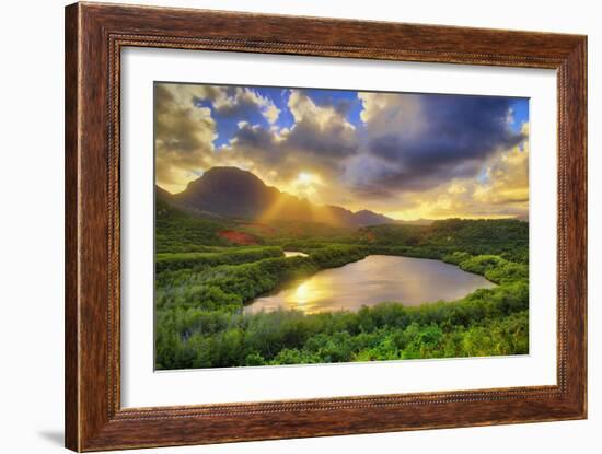 Dramatic Sunset at Kauai Fish Ponds, Hawaii-Vincent James-Framed Photographic Print