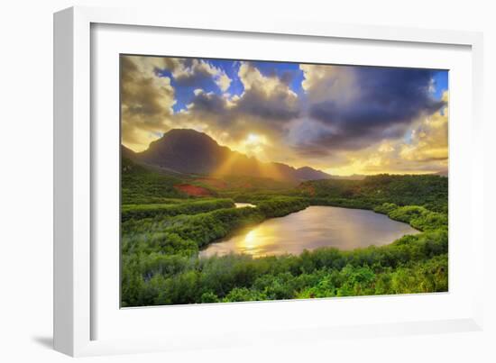 Dramatic Sunset at Kauai Fish Ponds, Hawaii-Vincent James-Framed Photographic Print