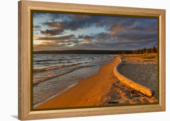 Dramatic sunset at Sand Point, Pictured Rocks National Lakeshore, Michigan, USA-Chuck Haney-Framed Premier Image Canvas