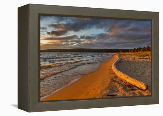 Dramatic sunset at Sand Point, Pictured Rocks National Lakeshore, Michigan, USA-Chuck Haney-Framed Premier Image Canvas