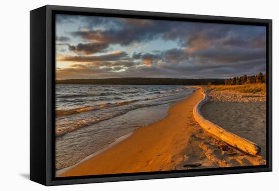 Dramatic sunset at Sand Point, Pictured Rocks National Lakeshore, Michigan, USA-Chuck Haney-Framed Premier Image Canvas