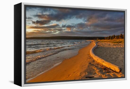 Dramatic sunset at Sand Point, Pictured Rocks National Lakeshore, Michigan, USA-Chuck Haney-Framed Premier Image Canvas