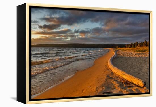 Dramatic sunset at Sand Point, Pictured Rocks National Lakeshore, Michigan, USA-Chuck Haney-Framed Premier Image Canvas