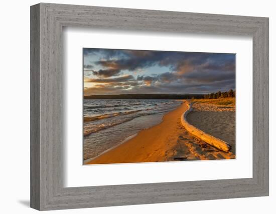 Dramatic sunset at Sand Point, Pictured Rocks National Lakeshore, Michigan, USA-Chuck Haney-Framed Photographic Print