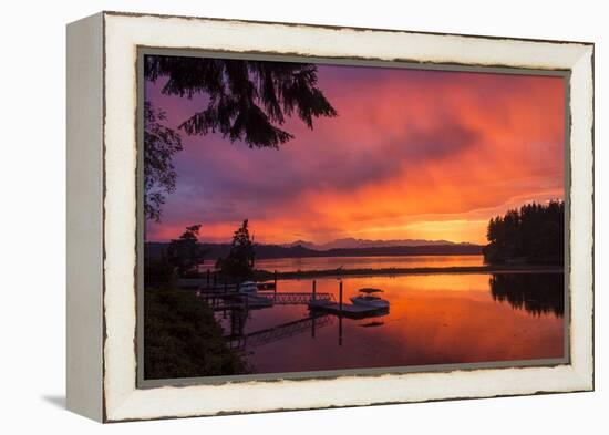 Dramatic Sunset Bainbridge Island Toward Olympic Mountains-Trish Drury-Framed Premier Image Canvas