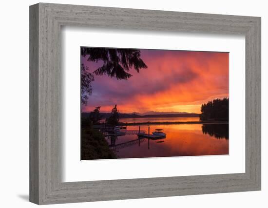 Dramatic Sunset Bainbridge Island Toward Olympic Mountains-Trish Drury-Framed Photographic Print