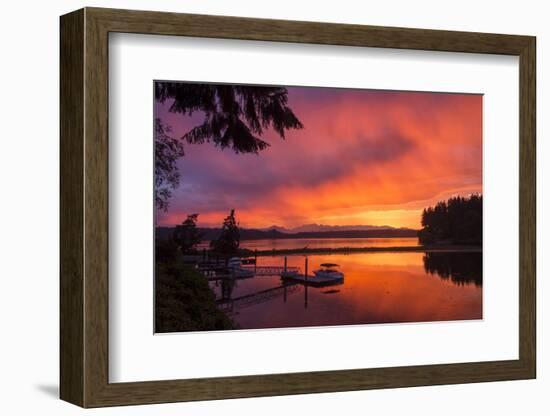 Dramatic Sunset Bainbridge Island Toward Olympic Mountains-Trish Drury-Framed Photographic Print