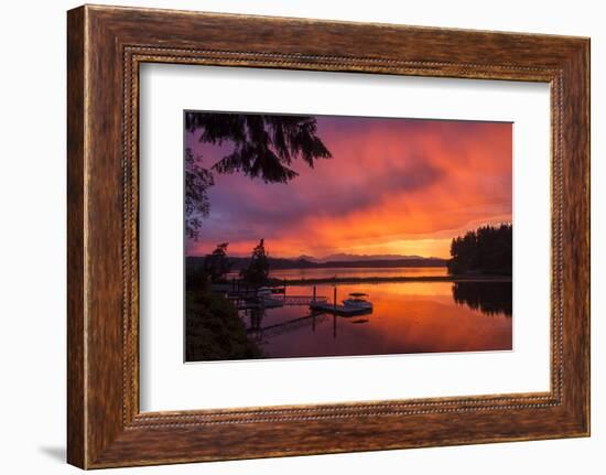 Dramatic Sunset Bainbridge Island Toward Olympic Mountains-Trish Drury-Framed Photographic Print