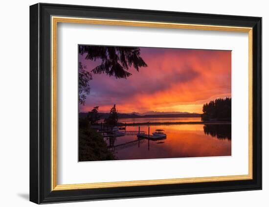 Dramatic Sunset Bainbridge Island Toward Olympic Mountains-Trish Drury-Framed Photographic Print