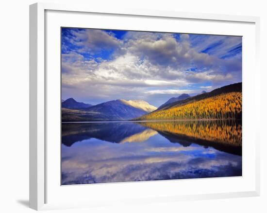 Dramatic sunset, Kintla Lake in Glacier National Park, Montana, USA-Chuck Haney-Framed Photographic Print