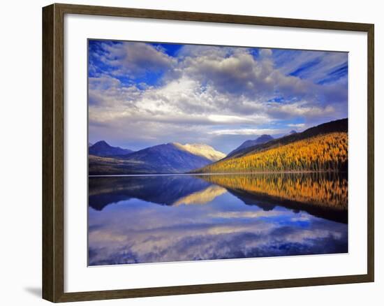 Dramatic sunset, Kintla Lake in Glacier National Park, Montana, USA-Chuck Haney-Framed Photographic Print