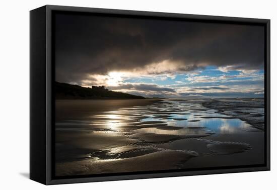 Dramatic Sunset Light on the Beach at Bamburgh, Northumberland England UK-Tracey Whitefoot-Framed Premier Image Canvas