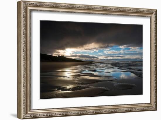 Dramatic Sunset Light on the Beach at Bamburgh, Northumberland England UK-Tracey Whitefoot-Framed Photographic Print