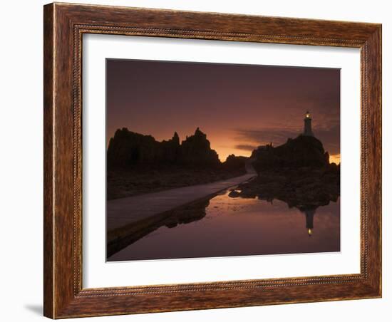 Dramatic Sunset, Low Tide, Corbiere Lighthouse, St. Ouens, Jersey, Channel Islands, United Kingdom-Neale Clarke-Framed Photographic Print