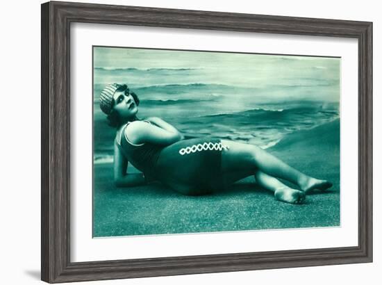 Dramatic Woman on Beach-null-Framed Art Print