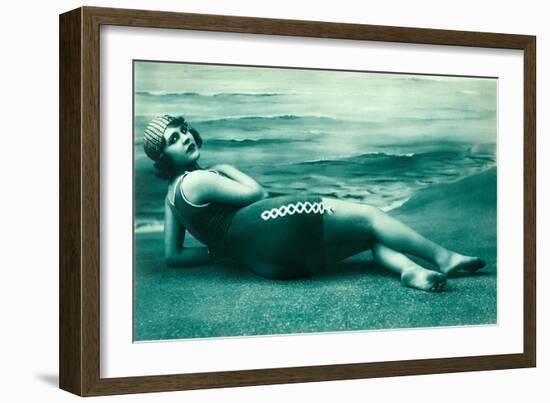 Dramatic Woman on Beach-null-Framed Art Print