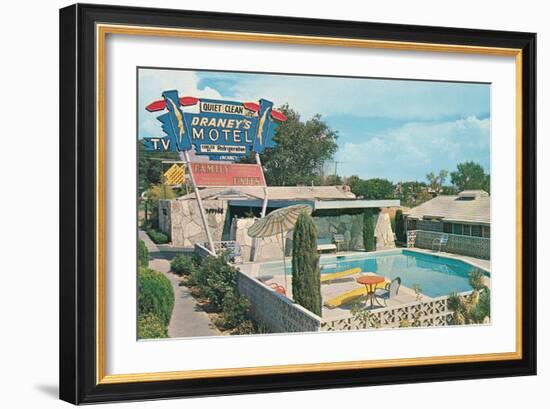 Draney's Motel and Pool-null-Framed Art Print