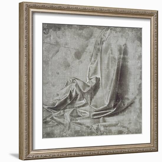 Drapery Study for a Kneeling Figure in Profil Perdu to the Right, c.1472-75-Leonardo da Vinci-Framed Giclee Print