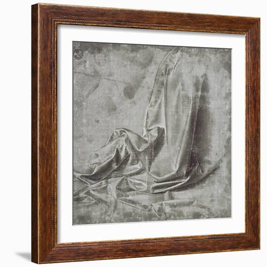 Drapery Study for a Kneeling Figure in Profil Perdu to the Right, c.1472-75-Leonardo da Vinci-Framed Giclee Print