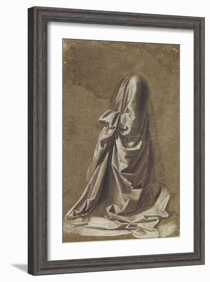 Drapery Study for a kneeling figure-Leonardo da Vinci-Framed Giclee Print