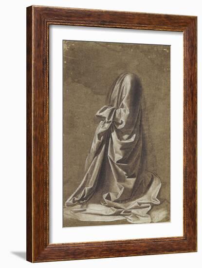 Drapery Study for a kneeling figure-Leonardo da Vinci-Framed Giclee Print