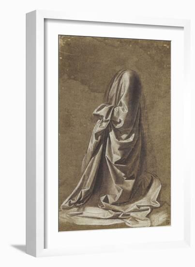 Drapery Study for a kneeling figure-Leonardo da Vinci-Framed Giclee Print