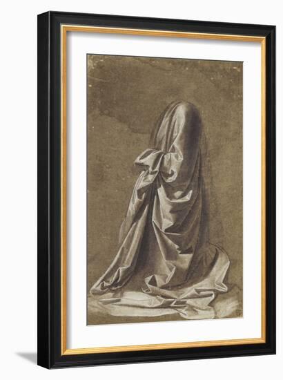 Drapery Study for a kneeling figure-Leonardo da Vinci-Framed Giclee Print